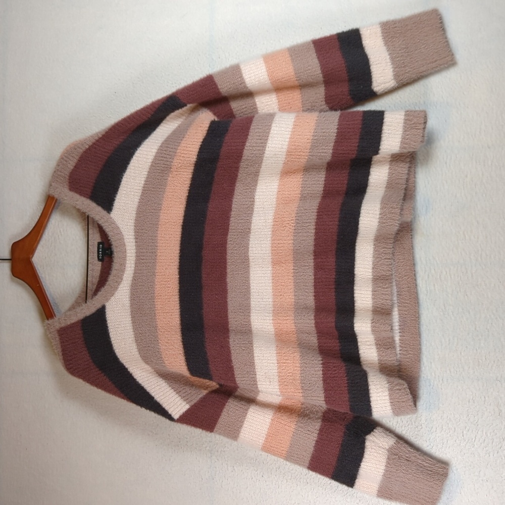TORRID‎ Autumn Fuzzy Scoop Neck Oversized Striped Sweater 2X